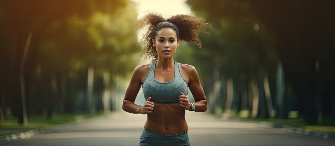 vecteezy young latin woman running on race track training for sport 27185193